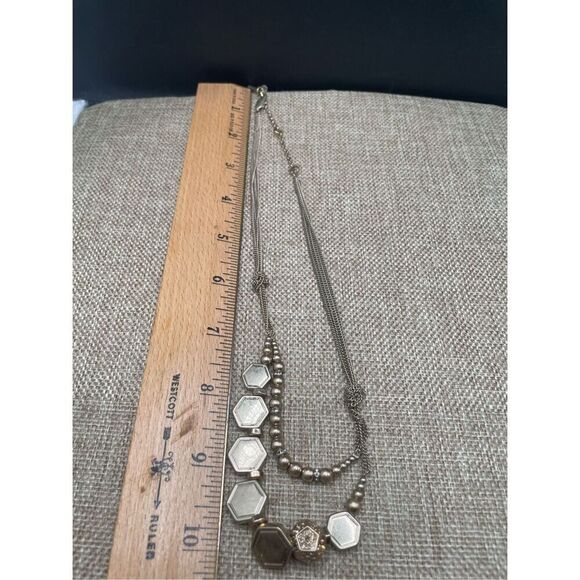 Vintage Kenneth Cole Gold Plated Necklace Double  Strand Geometric Style - Picture 7 of 11